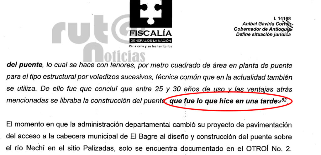 Fiscalía Aníbal Gaviria Ruta Noticias