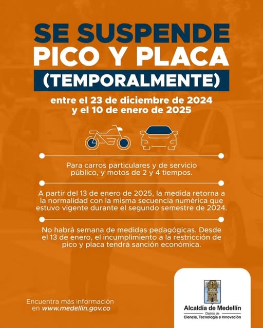 Pico y placa se suspende en el Área metropolitana Ruta Noticias