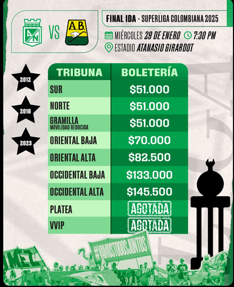 boletas para la final de la Superliga entre Nacional y Bucaramanga Ruta Noticias