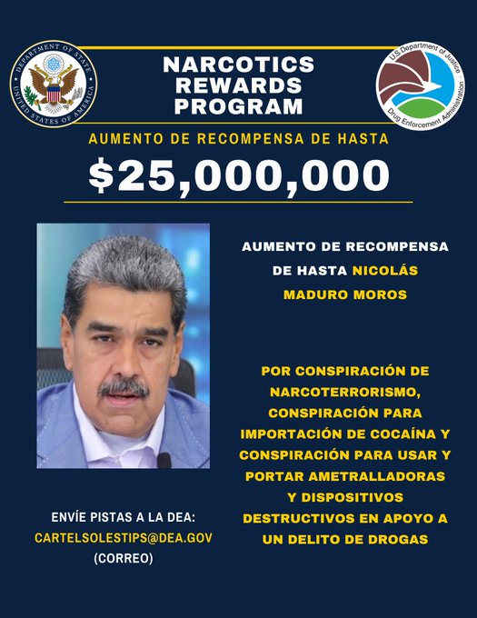 Nicolás Maduro Moros recompensa Ruta Noticias