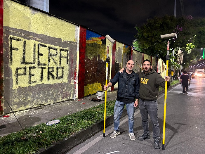 muro privado vandalizado por la izquierda en Envigado Ruta Noticias