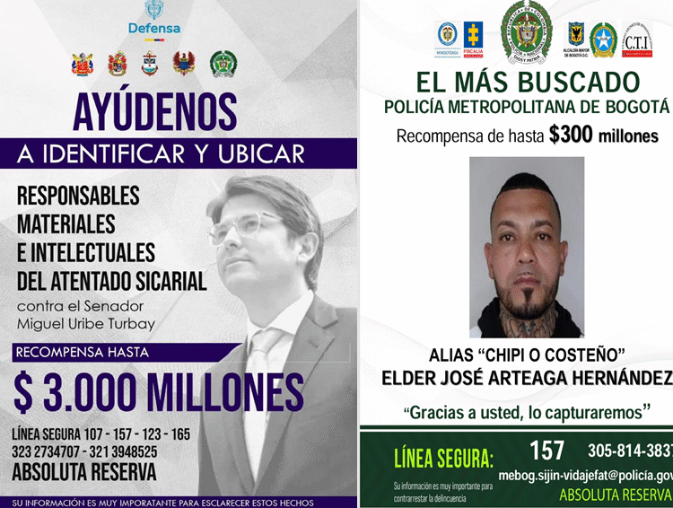 recompensas por los responsables del atentado a Miguel Uribe Ruta Noticias