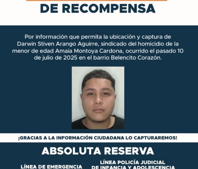 Darwin Arango Aguirre, buscado por crimen y abuso de una niña Ruta Noticias