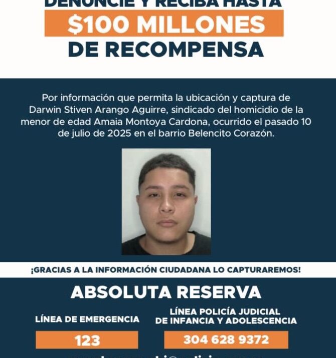 Darwin Arango Aguirre, buscado por crimen y abuso de una niña Ruta Noticias