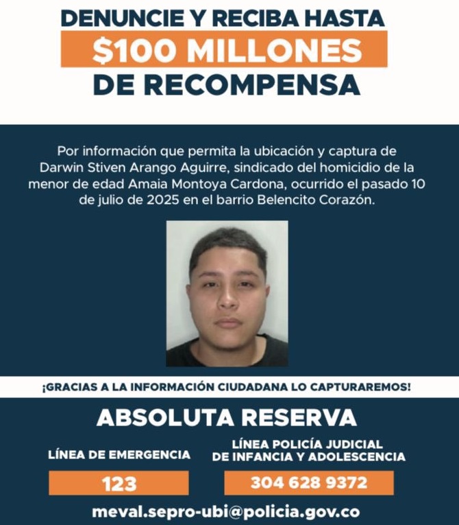 Darwin Arango Aguirre, buscado por crimen y abuso de una niña Ruta Noticias