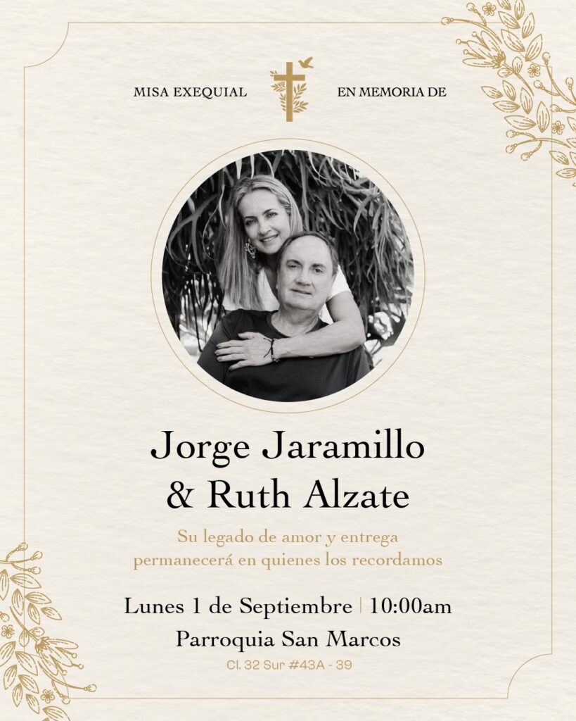 Misa por Jorge Jaramillo y Ruth Alzate, fundadores de El Rancherito Ruta Noticias