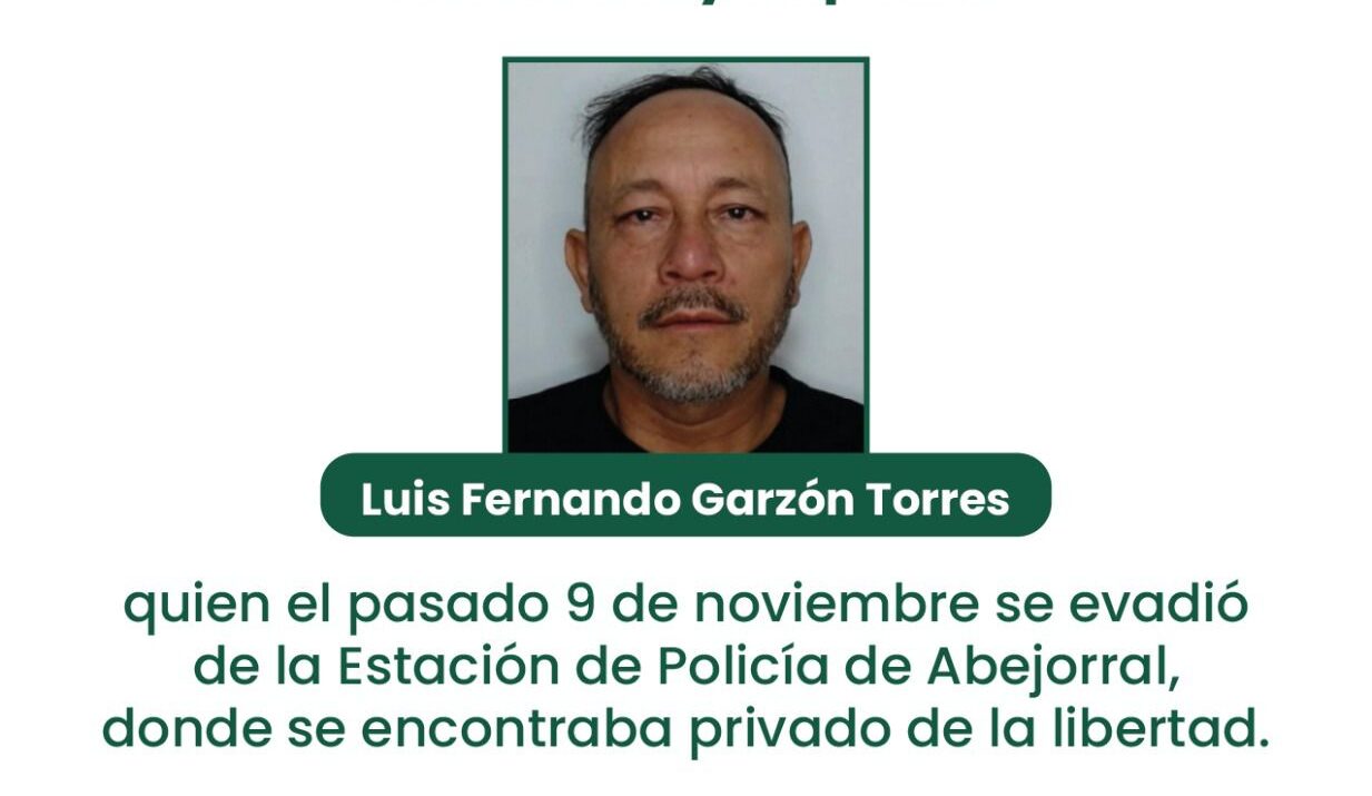 Luis Fernando Garzón, el preso que escapó de estación de Policia de Abejorral Ruta Noticias
