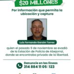Luis Fernando Garzón, el preso que escapó de estación de Policia de Abejorral Ruta Noticias