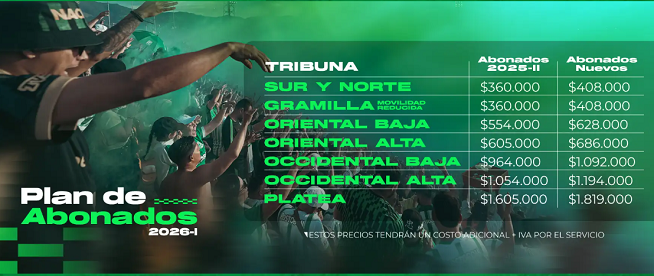 abonos de Nacional para el primer semestre Ruta Noticias