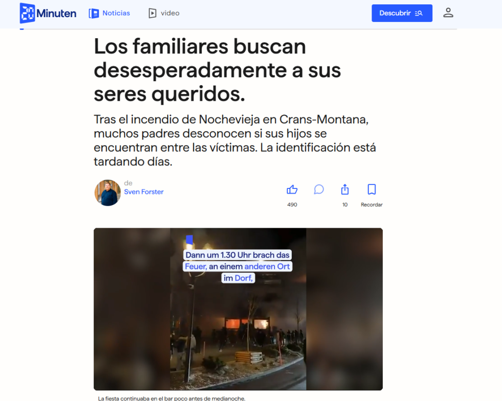 Incendio de un bar en Suiza Ruta Noticias