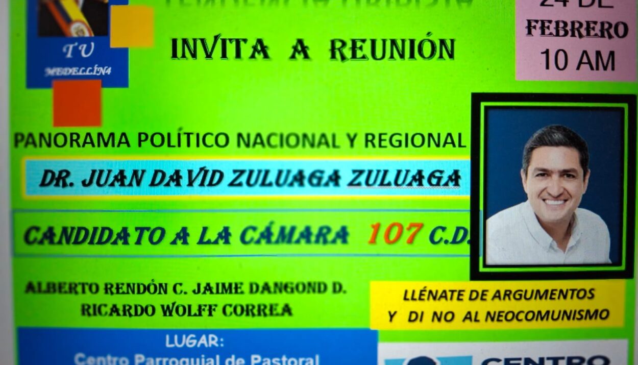candidatos del Centro Democrático a la Cámara de Representantes Juan David Zuluaga Ruta Noticias