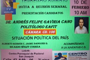 candidatos del Centro Democrático a la Cámara de Representantes Andrés Felipe Gaviria Ruta Noticias