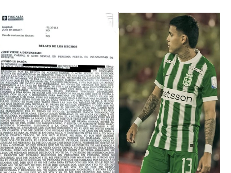 Nicolás Rodríguez, de Atlético Nacional, y la mujer presuntamente abusada Ruta Noticias