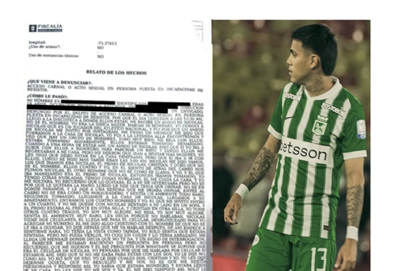 Nicolás Rodríguez, de Atlético Nacional, y la mujer presuntamente abusada Ruta Noticias