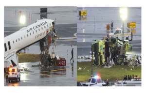 Choque de un avión de Air Canadá contra Bomberos Ruta Noticias
