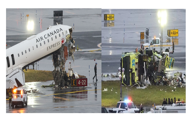 Choque de un avión de Air Canadá contra Bomberos Ruta Noticias