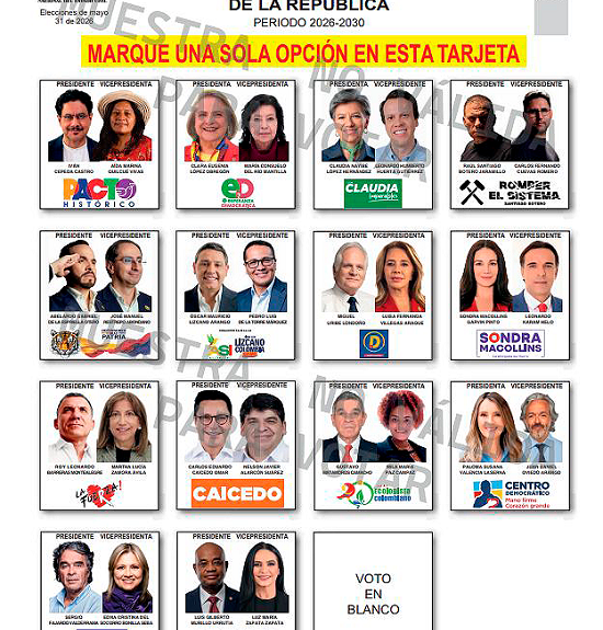 tarjetón de las elecciones presidenciales Ruta Noticias