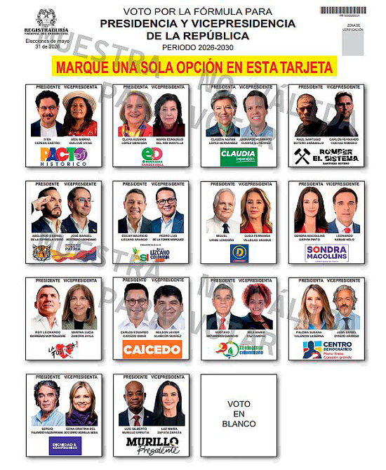 tarjetón de las elecciones presidenciales Ruta Noticias