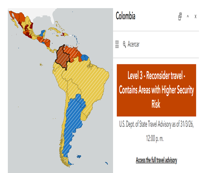 Alerta de viaje a Colombia del Departamento de Estado Ruta Noticias