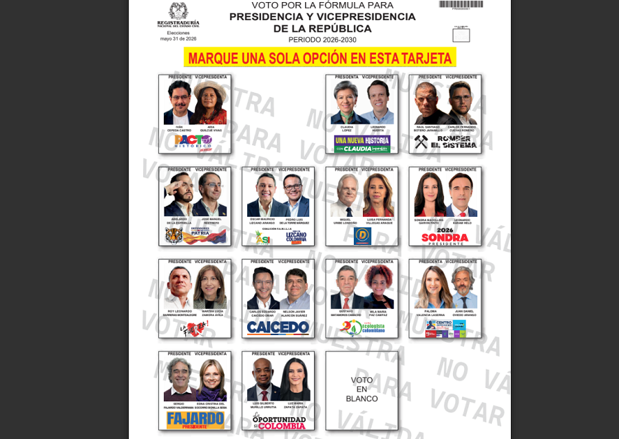 Tarjetón electoral para el 31 de mayo Ruta Noticias