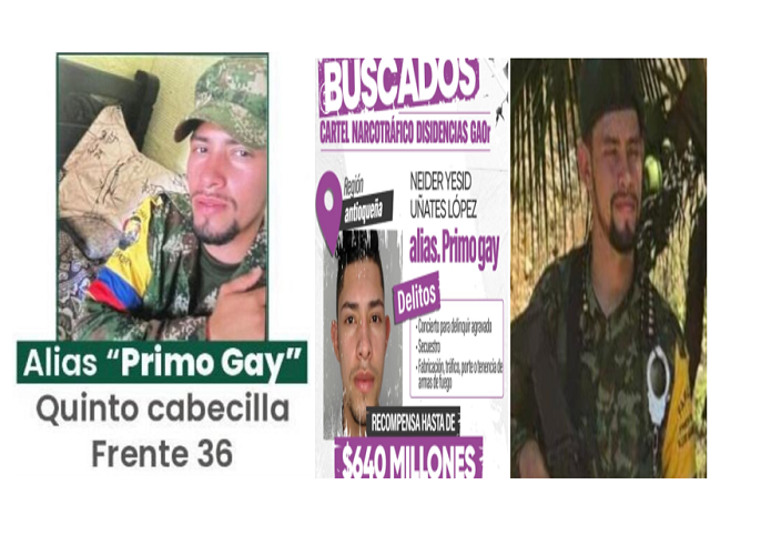 recompensa por Neider Yesid Uñates, alias Primo gay Ruta Noticias
