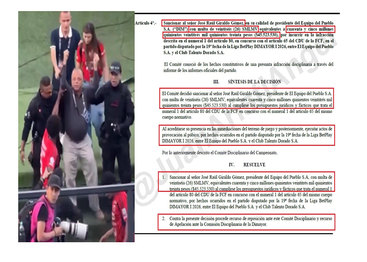 Multa a Raúl Giraldo Ruta Noticias