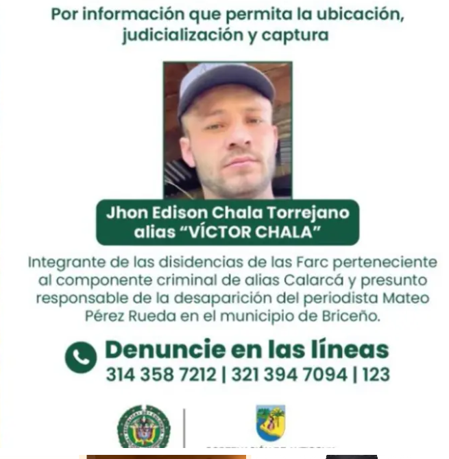 recompensa por responsables del asesinato del periodista Mateo Pérez Rueda Ruta Noticias