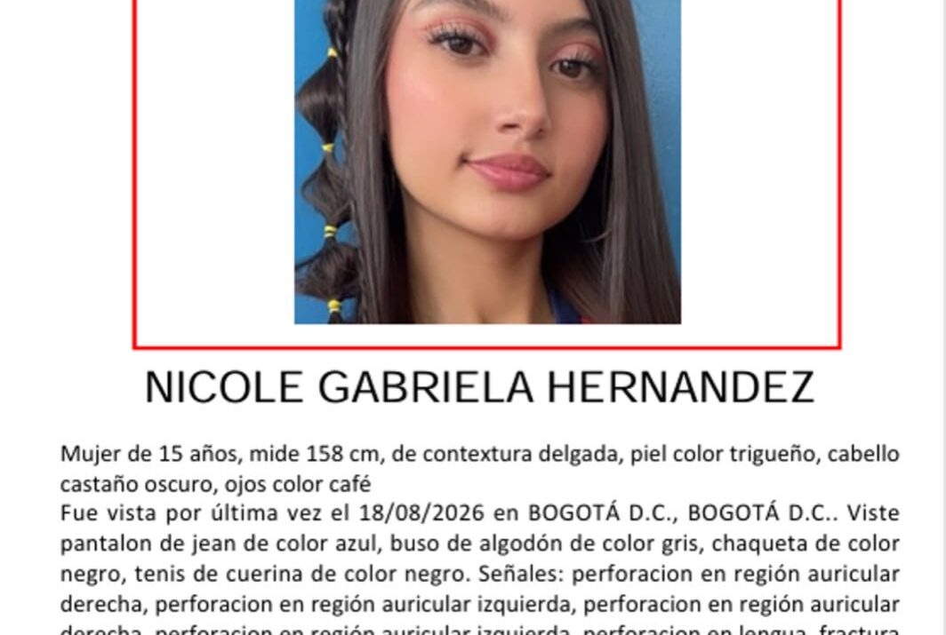 Nicole Gabriela Hernández, desaparecida en Bogotá Ruta Noticias