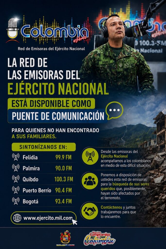 Emisoras del Ejército te ayudan tras el terremoto en Colombia Ruta Noticias