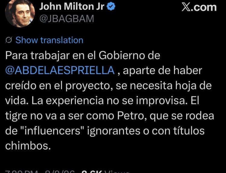 Nombramiento de bodeguero de Abelardo De La Espriella Ruta Noticias