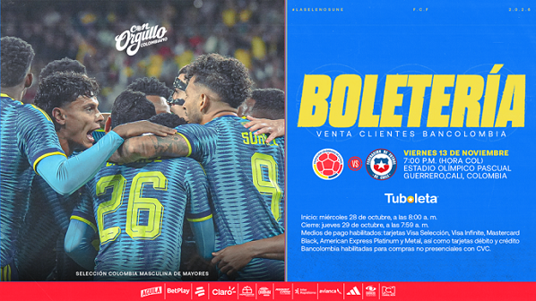 BOLETERIA partido de la Selección Colombia contra la Selección de Chile Ruta Noticias